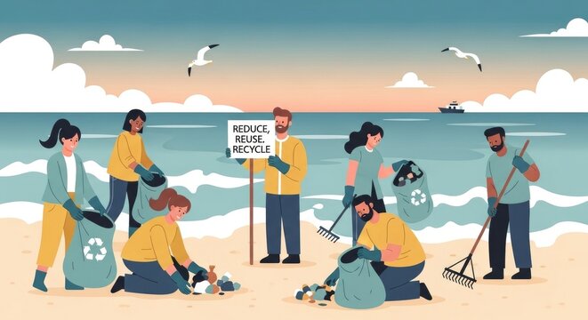 Beach cleanup volunteers