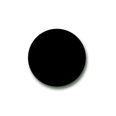 black button on transparent background. Black circle with shadow. Round circle badge for mock