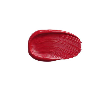 Vibrant red lipstick smear for beauty ads, cosmetic promotions, or makeup tutorials that need a touch of bold color and undeniable style