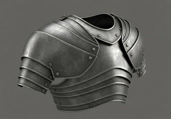 Elaborate steel cuirass with segmented shoulder and chest protection revealing metallic luster armor texture with