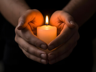 Memorial light in hands – Trauer and Gedenken