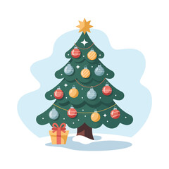 Flat Christmas tree clipart vector illustration 