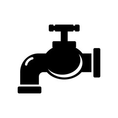 Black water faucet icon flat vector design