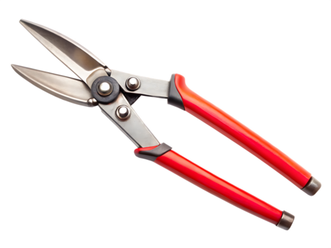 Red Handled Metal Garden Shears on Transparent Background pruning shears secateurs isolated on a transparent background