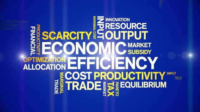 Economic Efficiency animated word cloud-text design animation tag kinetic typography seamless loop.
