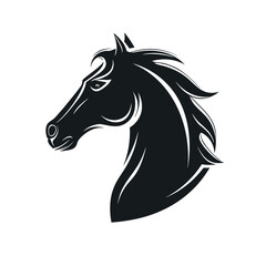Black silhouette vector illustration of a running mustang horse with a flowing mane