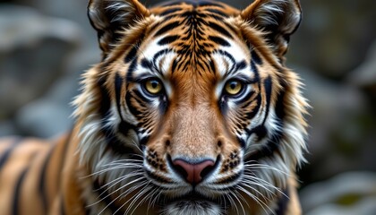 Fototapeta premium Closeup Fierce Tiger with Intense Golden Eyes