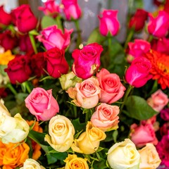 Colorful bouquet of roses