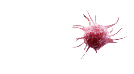 Detailed 3d illustration of a single abnormal cell with spiky projections, isolated on transparent background