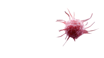 Detailed 3d illustration of a single abnormal cell with spiky projections, isolated on transparent background