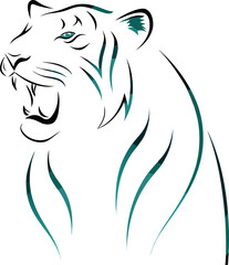 illustration of colorful line art vector tiger