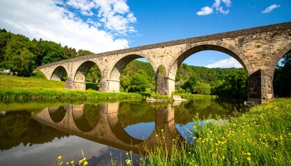 Fototapeta premium Ancient stone bridge over a river