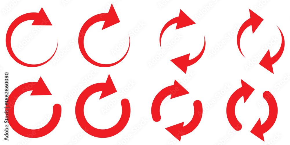 Poster circle arrow icon set. symbol of reload, refresh, loading, recycle, and repeat. interconnecting roun