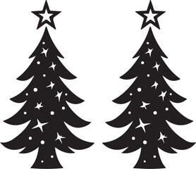 Obraz premium Pine Tree Earring & Silhouette Bundle