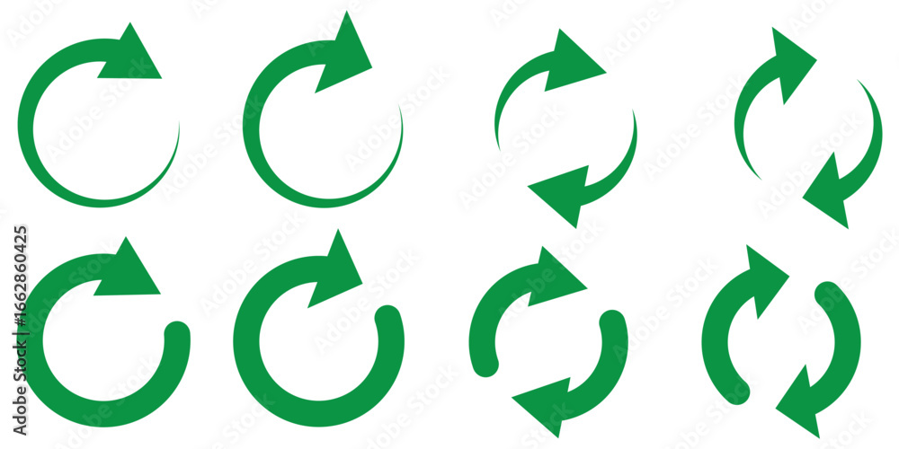 Poster circle arrow icon set. symbol of reload, refresh, loading, recycle, and repeat. interconnecting roun