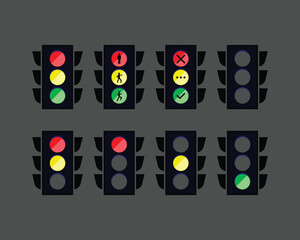 Traffic lights set vector illustration