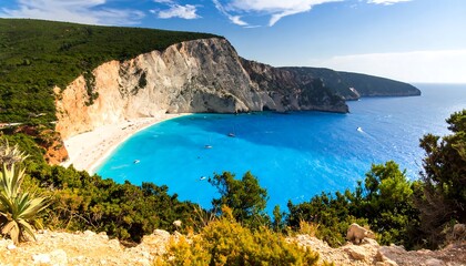 Obraz premium Panoramic view of a beautiful beach and turquoise water