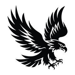 Stylized black eagle design with spread wings soaring high perfect for logo and tattoo designs