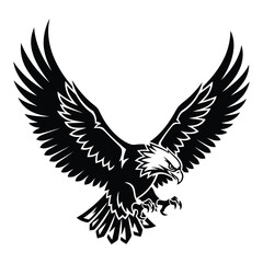 Obraz premium Powerful black and white eagle design showcasing majestic wings and talons perfect for logo and emblem creation