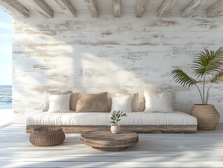 Coastal Home Interior with Couch and Ocean View