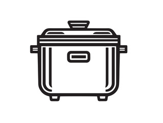 Elegant Rice Cooker Line Art Icon Illustration