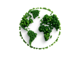 A green globe made of trees isolated on transparent background