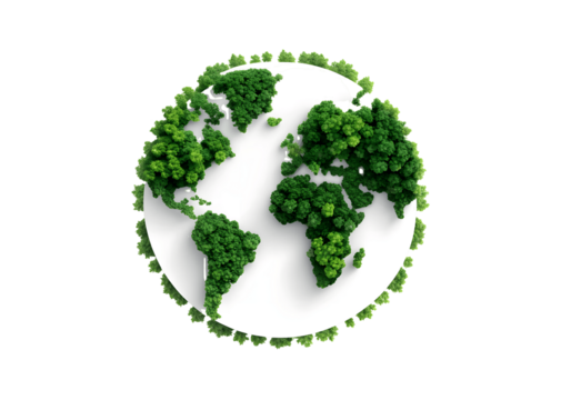 A green globe made of trees isolated on transparent background