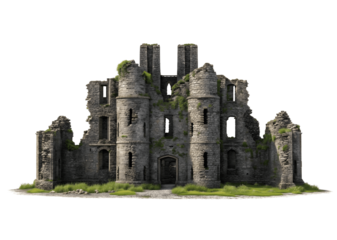 The old stone castle ruins isolated on transparent background