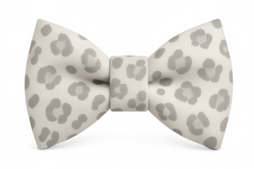 Refined white bow tie with understated leopard pattern, elevating classic menswear with distinctive styling