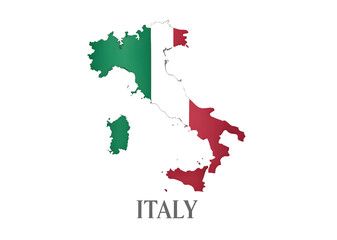Italy map with the italian flag isolated on transparent background