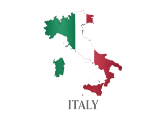 Italy map with the italian flag isolated on transparent background