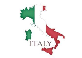 Italy map with the italian flag isolated on transparent background