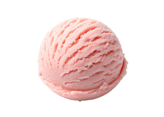 A scoop of pink ice cream isolated on transparent background