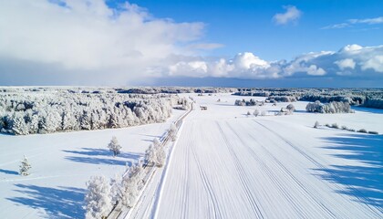 Obraz premium Snowy winter landscape with a road