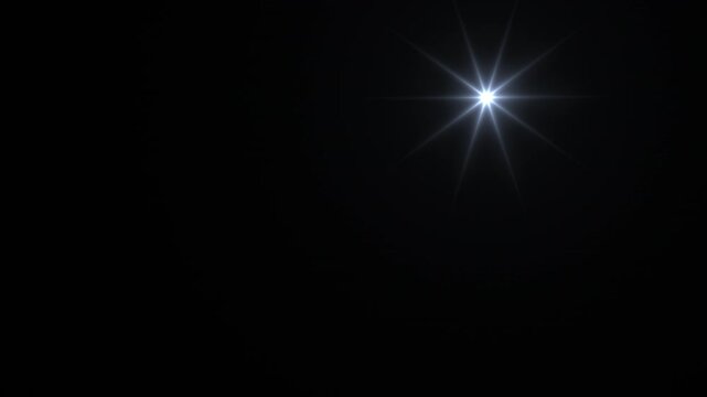 Shining Star Light Effect with Sparkle Glow Rays on Transparent Background &ndash; Bright Starburst or Lens Flare Animation for Space, Christmas, Magic, or Decorative Motion Graphic Projects