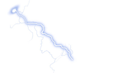 Electric lightning bolt against a light background, signifying power and natural forces. The luminous lightning bolt stands out against a clear backdrop.