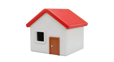 A small house with a red roof on black background    .ai generative, transparent background, white background. isolated on white background, png, jpeg, jpg.