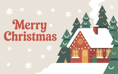 Fototapeta premium Flat Merry Christmas background vector illustration