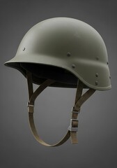 Fototapeta premium Close-up of a classic military helmet showcasing its protective design and historical significance