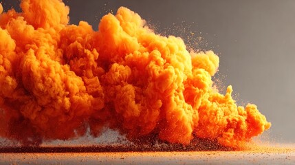 Orange smoke or fog effect rising, vapor or steam overlay isolated on transparent background