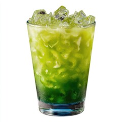 Refreshing green iced drink in glass
