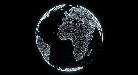 Digital representation of the globe with interconnected network.