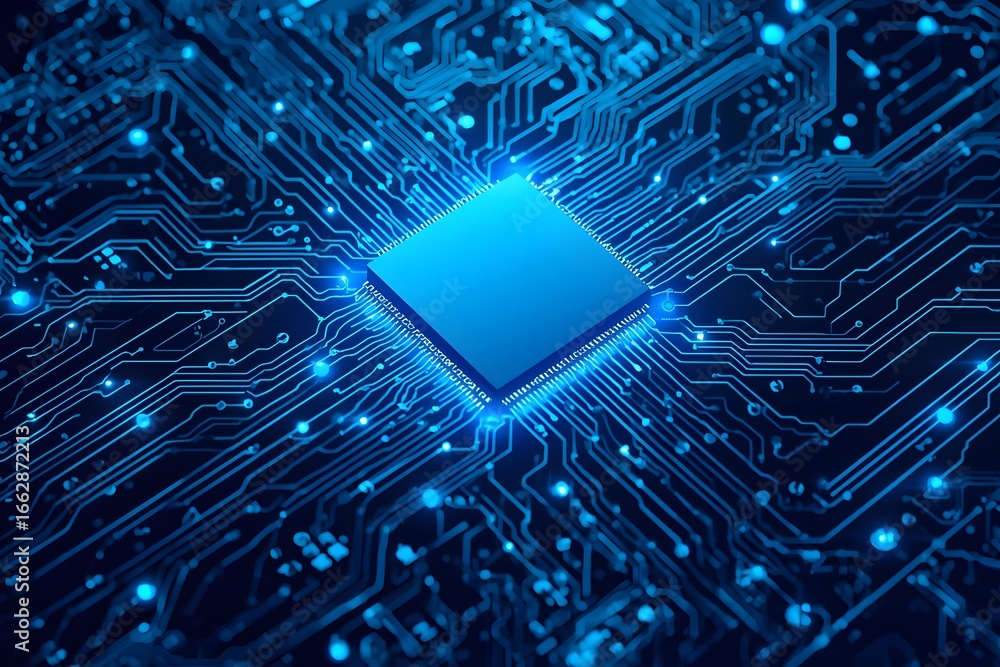 Poster abstract futuristic circuit board. high computer technology blue color background. hi-tech digital t
