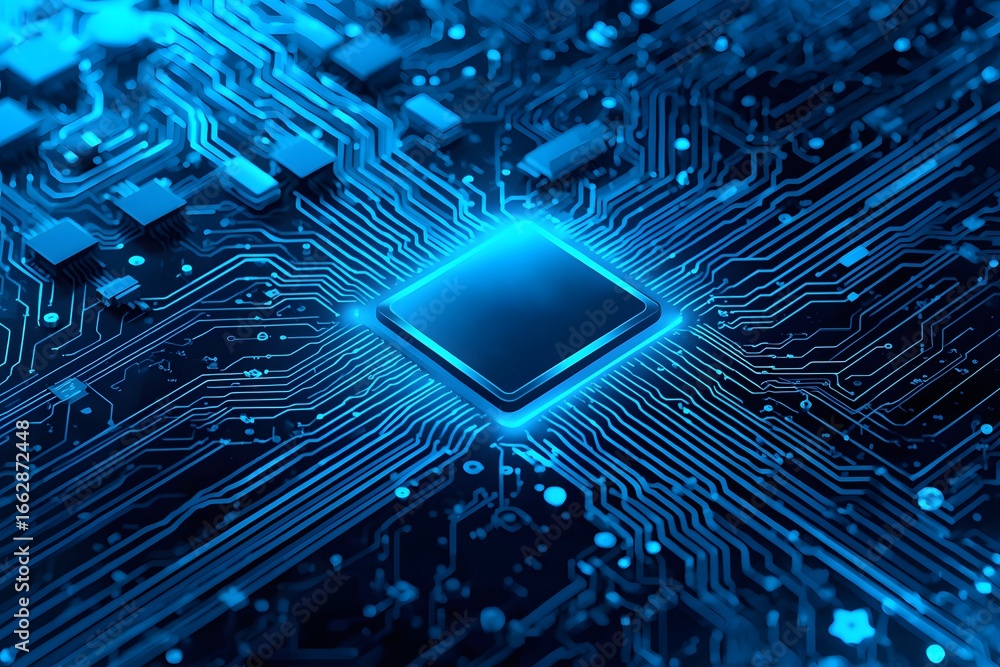 Poster abstract futuristic circuit board. high computer technology blue color background. hi-tech digital t