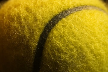 Tennis Ball Macro Texture of Fuzz Fibers under Bright Light, Professional Sports Equipment Background