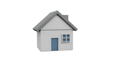 A simple white house with gray roof on black background .ai generative, transparent background, white background. isolated on white background, png, jpeg, jpg.