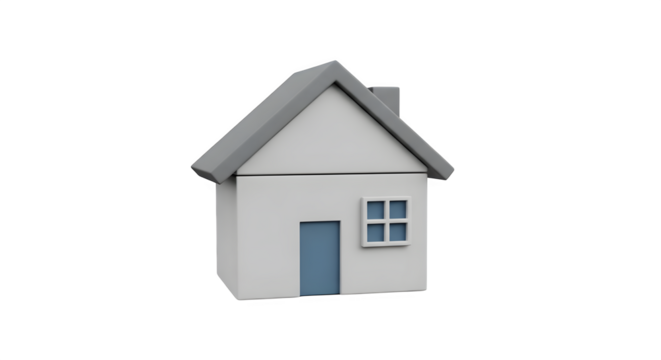 A simple white house with gray roof on black background    .ai generative, transparent background, white background. isolated on white background, png, jpeg, jpg.