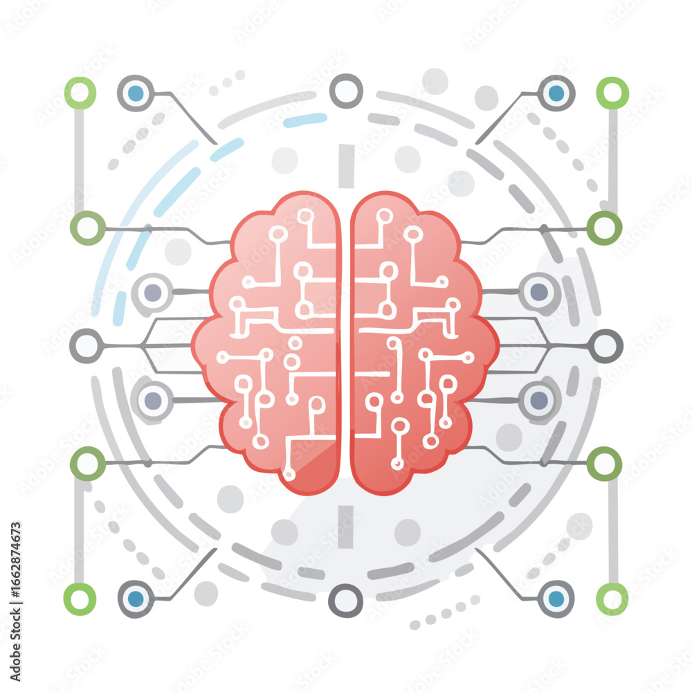 Poster ai brain: digital neural network concept