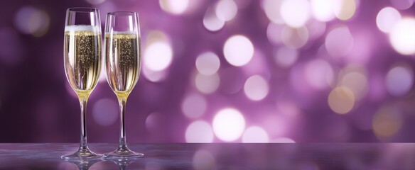 The elegant champagne glasses celebrating a momentous occasion.