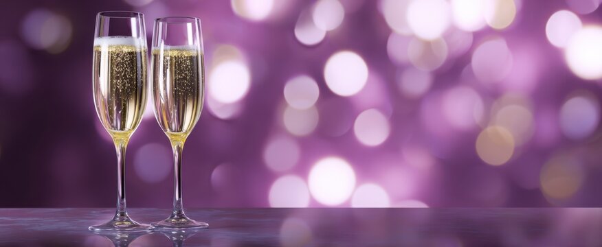 The elegant champagne glasses celebrating a momentous occasion.